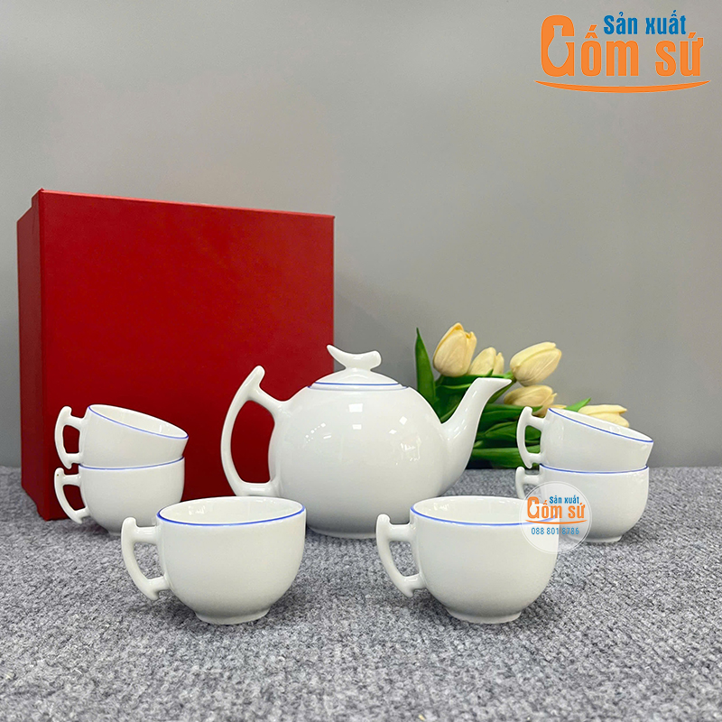 Bộ ấm ch&eacute;n bưởi c&agrave;nh chỉ xanh