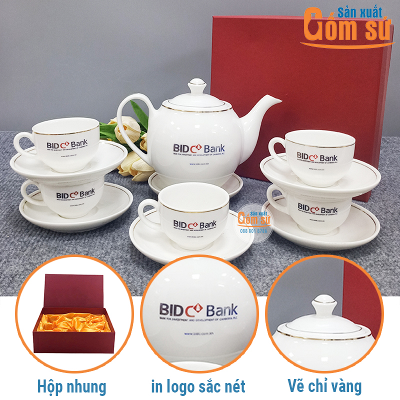 Đặc điểm của bộ ấm ch&eacute;n d&aacute;ng Minh Long chỉ v&agrave;ng