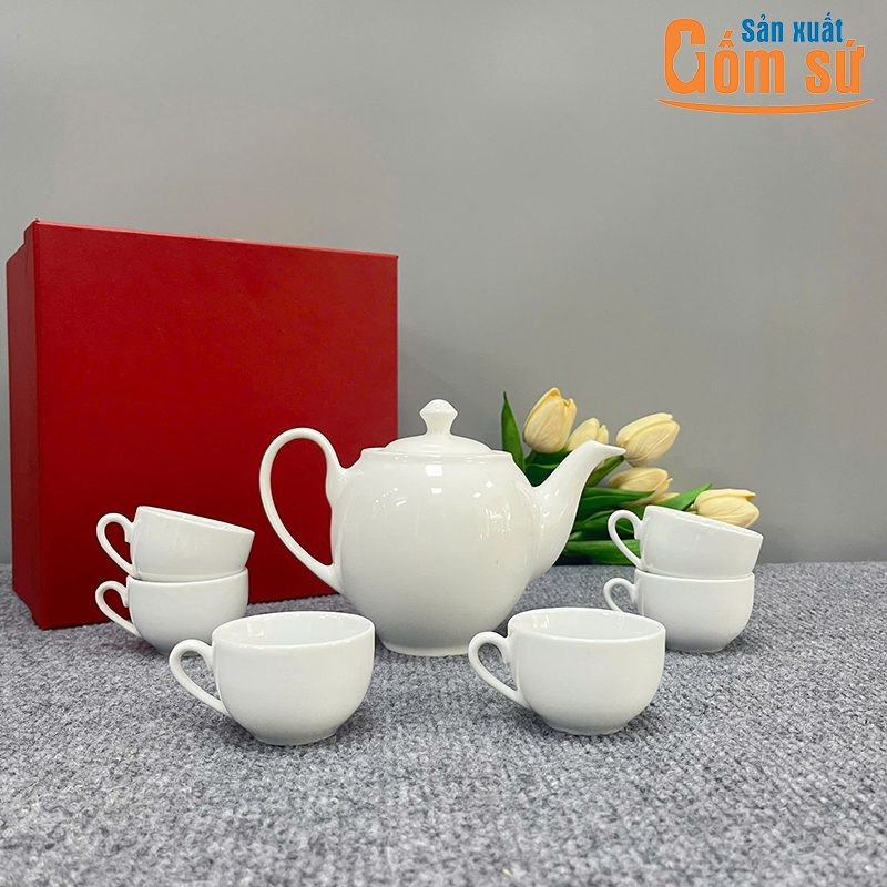 Bộ tr&agrave; trắng d&aacute;ng Minh Long