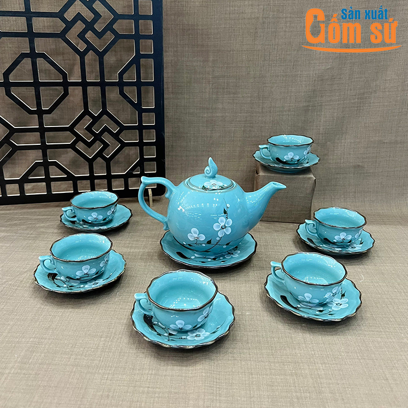Bộ ấm ch&eacute;n B&aacute;t Tr&agrave;ng men ngọc
