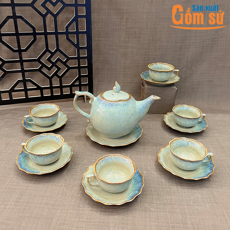 Bộ ấm ch&eacute;n B&aacute;t Tr&agrave;ng men rạn